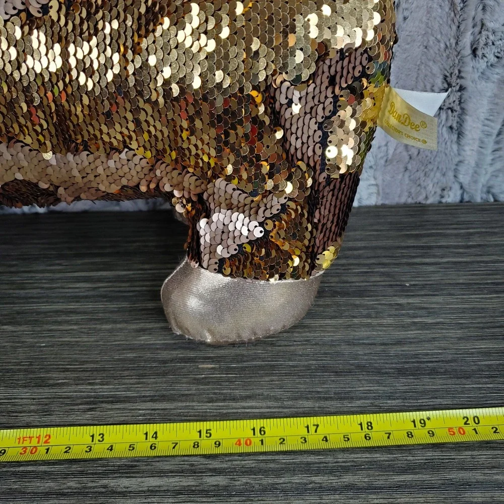 Dan Dee Metallic Flip‎ Sequin Daschund Wiener Plush Dog (BRONZE GOLD) 18